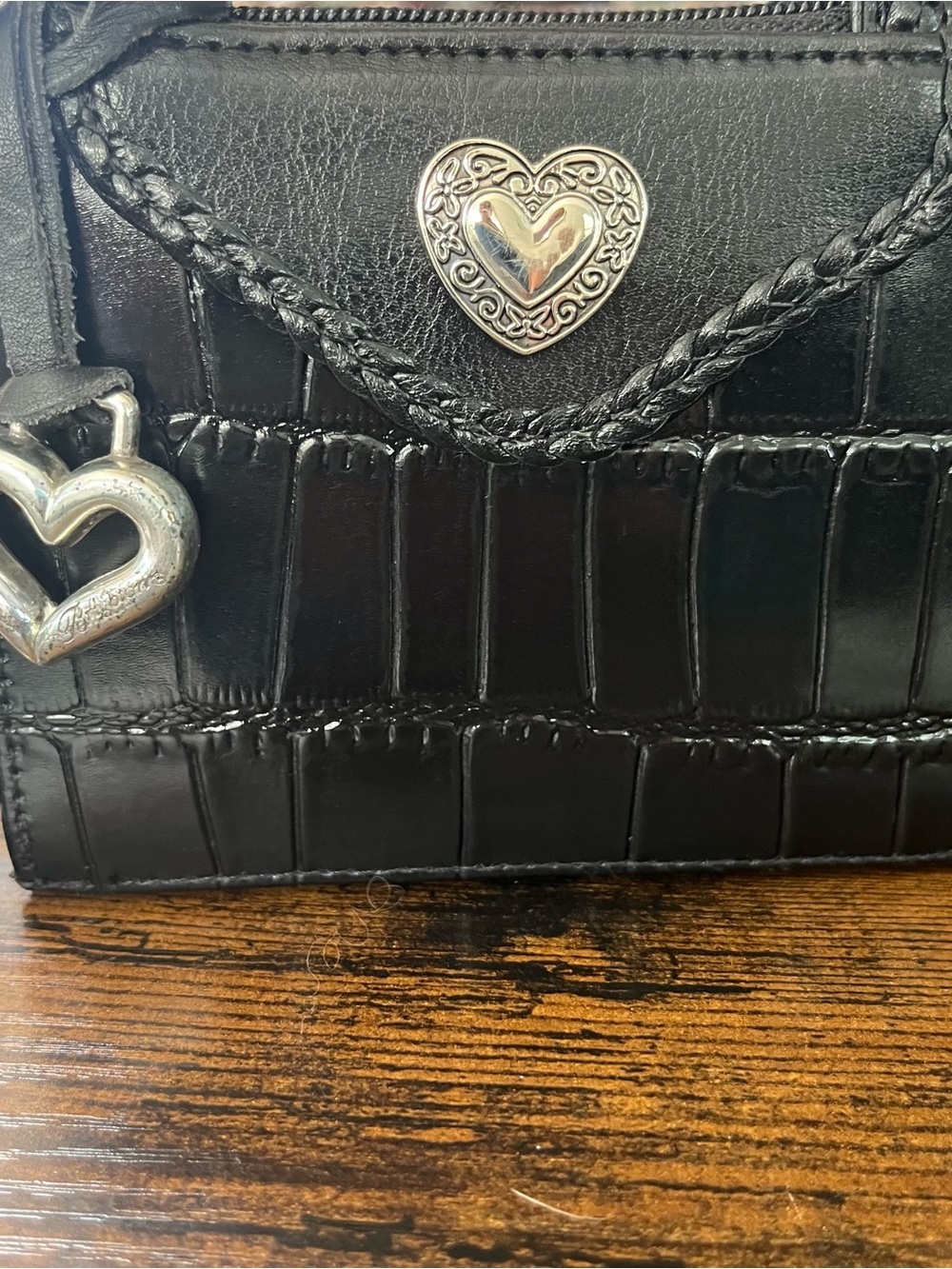 🖤 VINTAGE Brighton Black Croc-Embossed Leather Mini Box Crossbody Bag 🖤 - Picture 8 of 12